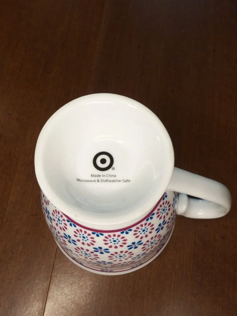 Vintage Target Bohemian Pedestal Coffee Mug Red White and Blue Porcelain Tea Cup